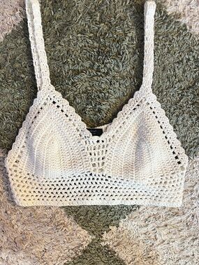 debut White Crochet Knit Tank Top